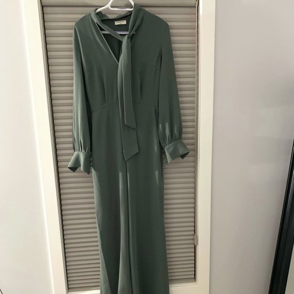 Aritzia Pants - Aritzia | Babaton Silky sage jumpsuit with neck tie detail